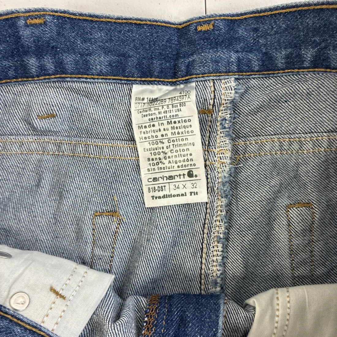 Carhartt Denim Jeans Carpenter Work Pants Size 34 X 32 Blue