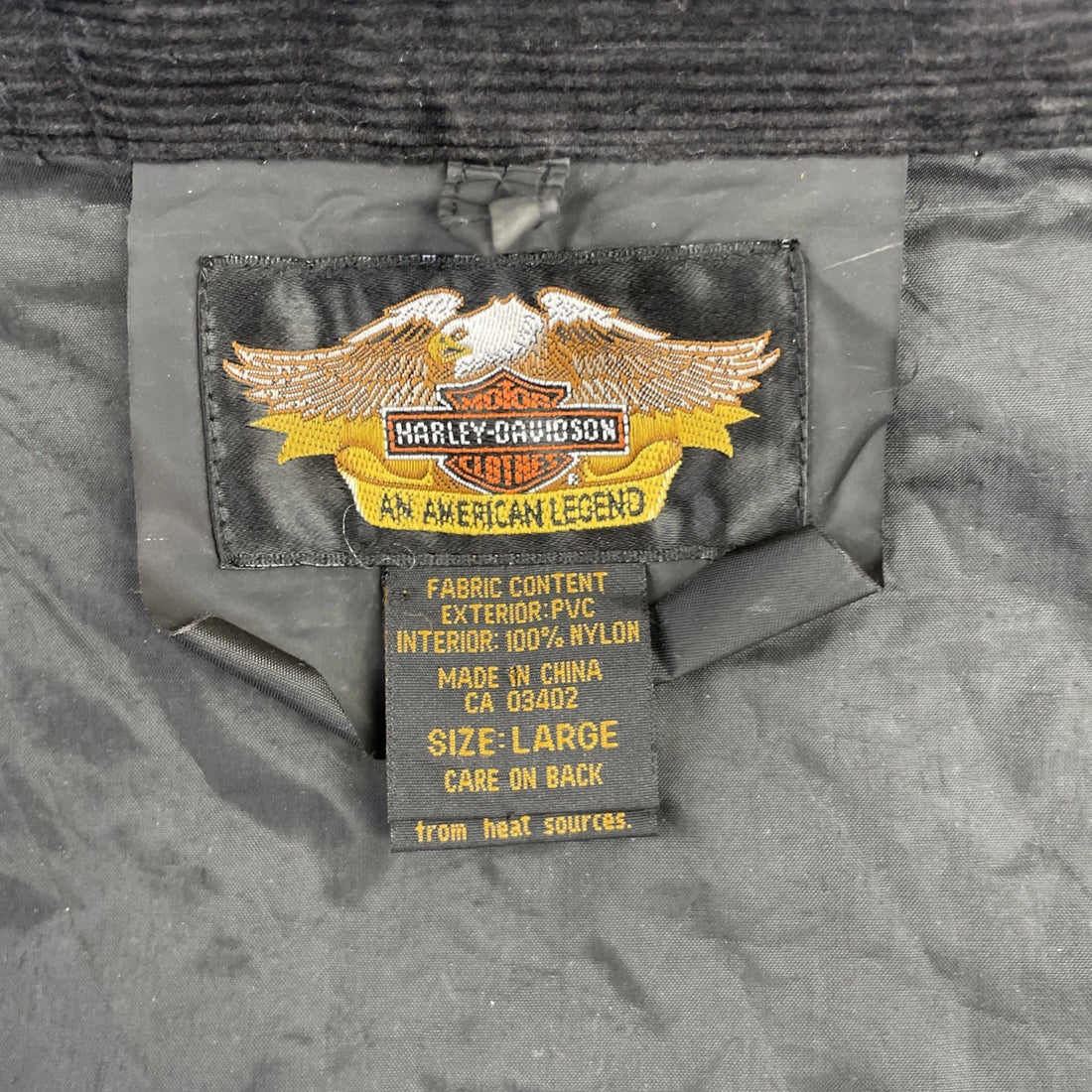 Harley Davidson Motorcycles PVC Light Jacket Size Large