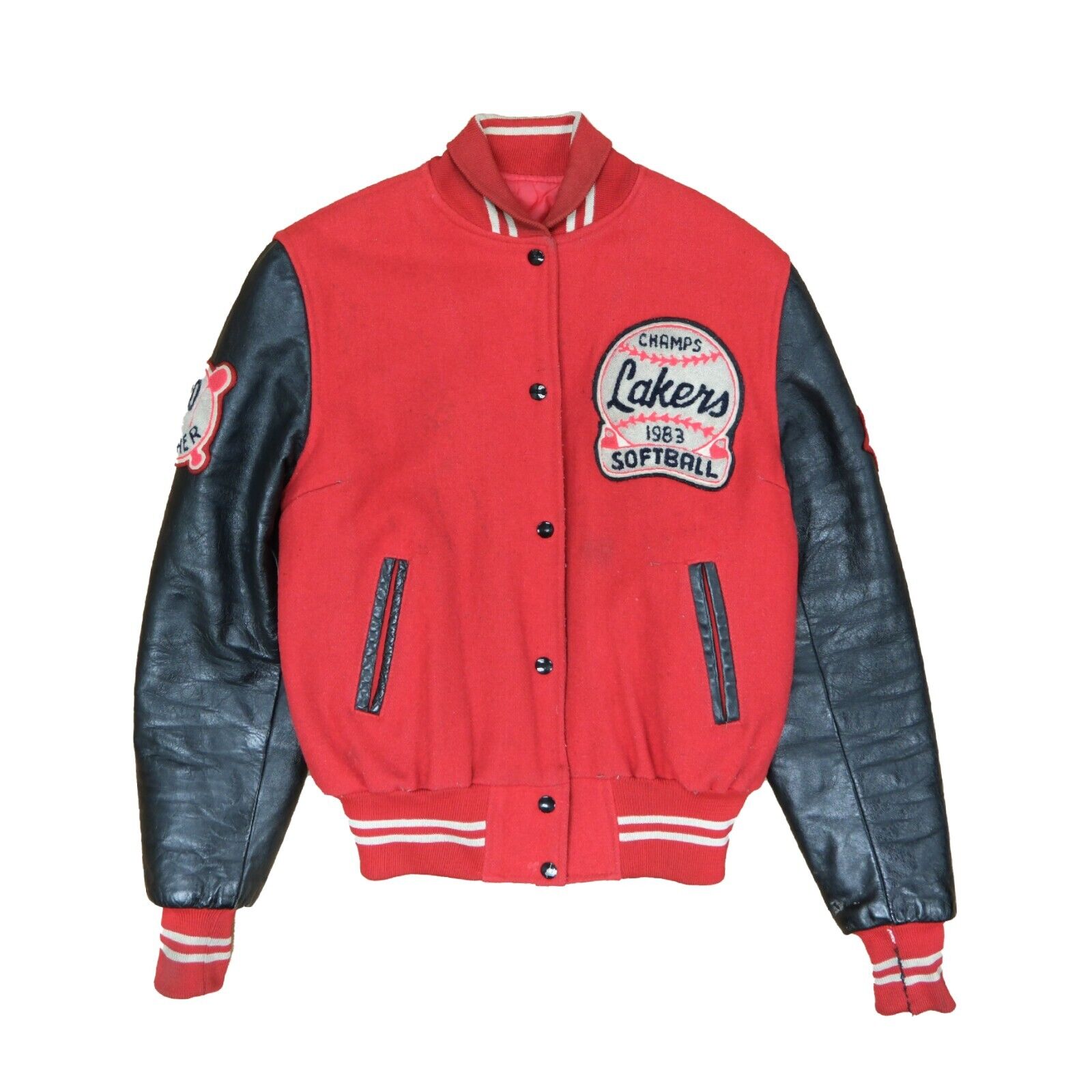 Vintage Lakers Softball Champs Leather Wool Varsity Jacket Size