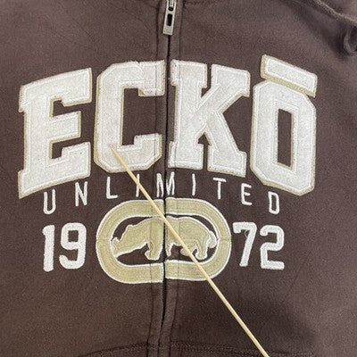 Ecko Full Zip Sweatshirt Hoodie Size XS Brown Y2K