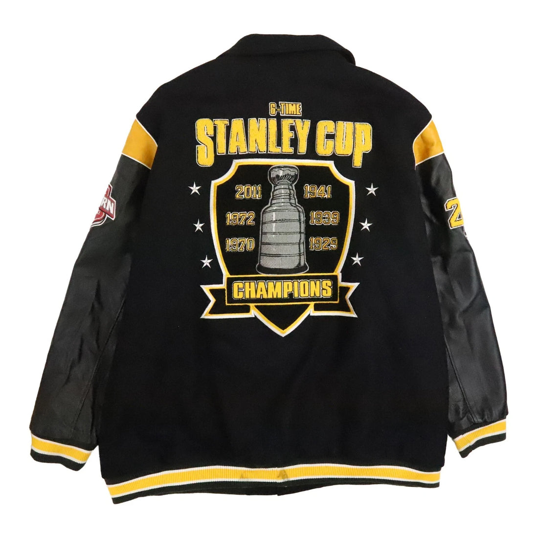 Boston Bruins Stanley Cup G-III Carl Banks Leather Wool Varsity Jacket 4XL NHL