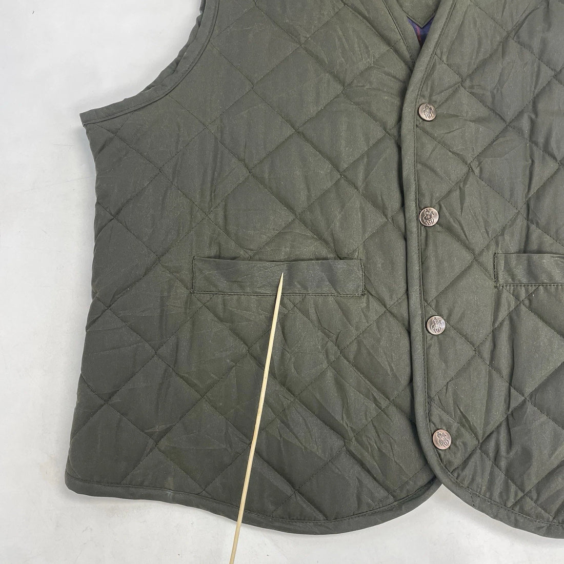 Outback Quilted Waxed Vest Jacket Size Medium Green