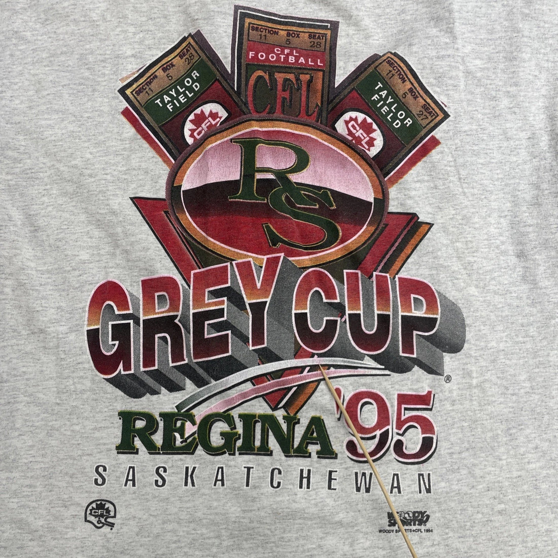 Vintage Grey Cup Regina Saskatchewan T-Shirt Size Large 1995 90s CFL