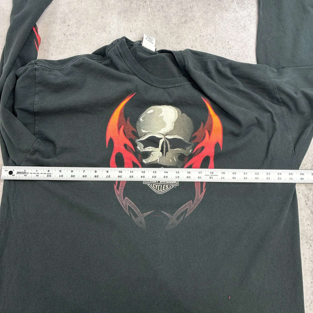Harley Davidson Motorcycles Flame Skull Long Sleeve T-Shirt Size 2XL