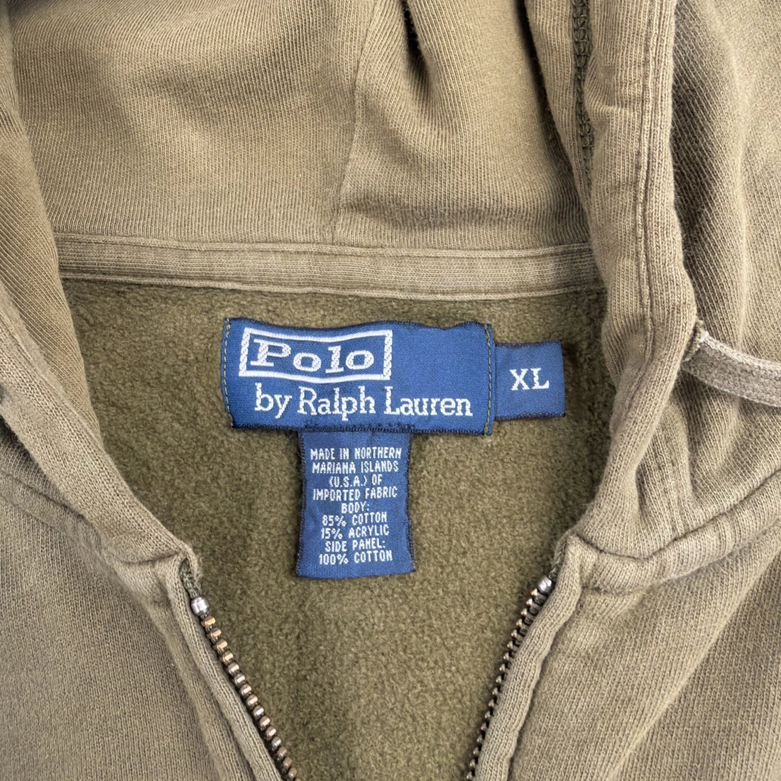 Vintage Polo Ralph Lauren Full Zip Sweatshirt Hoodie Size Medium XL Green