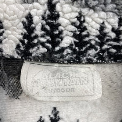 Vintage Black Mountain Forest Trees Fleece Jacket Medium Nature All Over Print