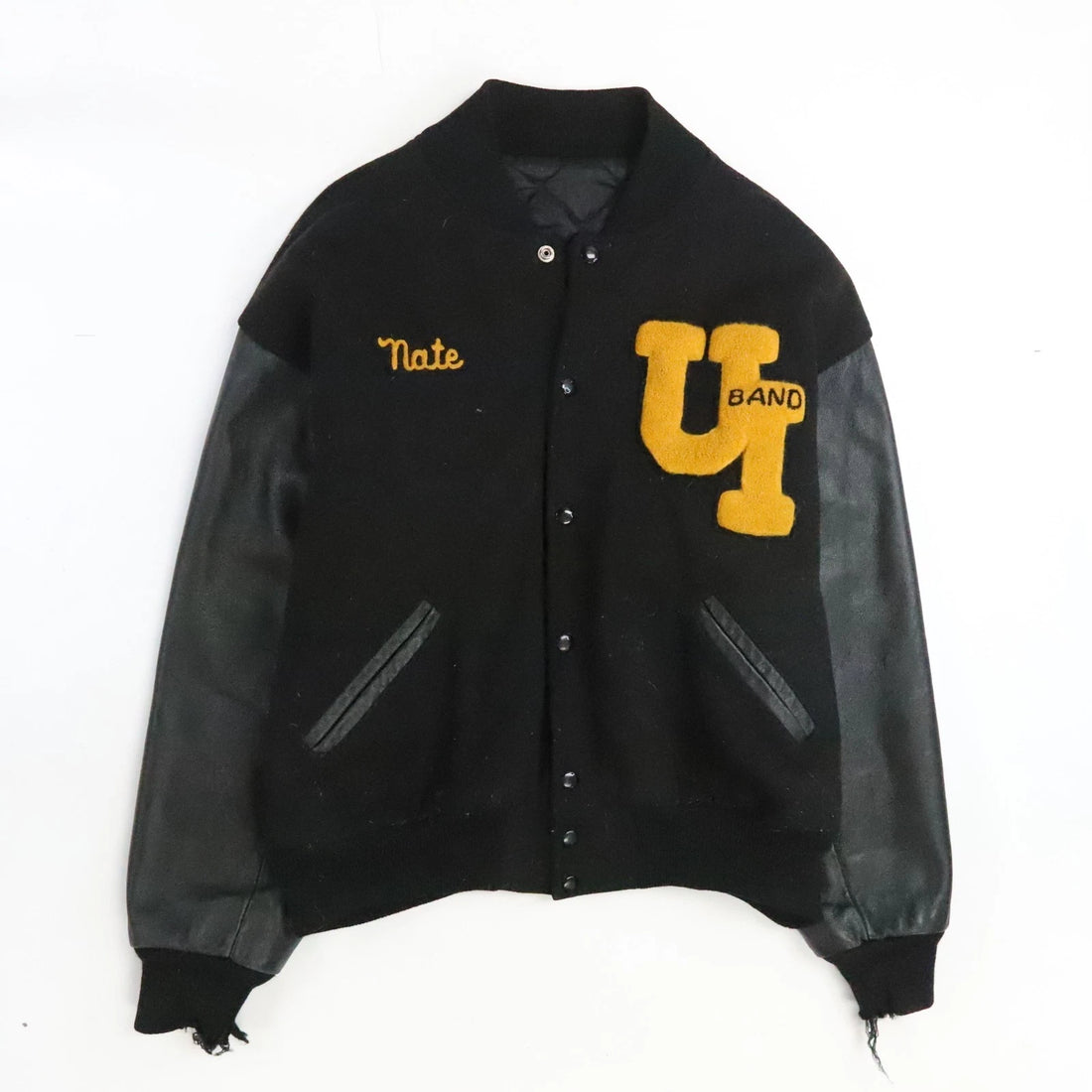 Vintage UI Band Wool Varsity Letterman Jacket Size XL Black