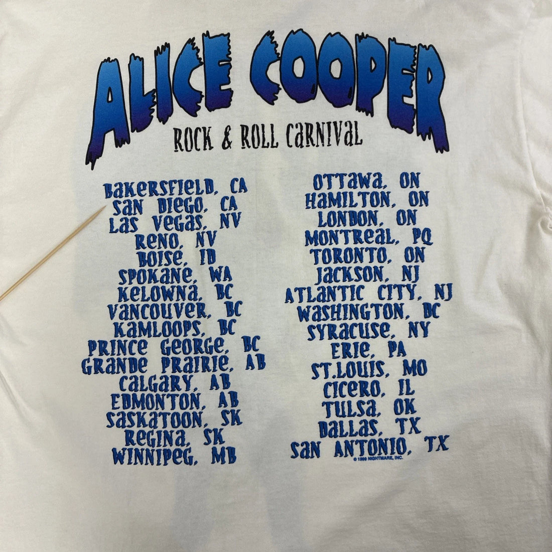 Vintage Alice Cooper Rock & Roll Carnival T-Shirt Size XL 1999 90s