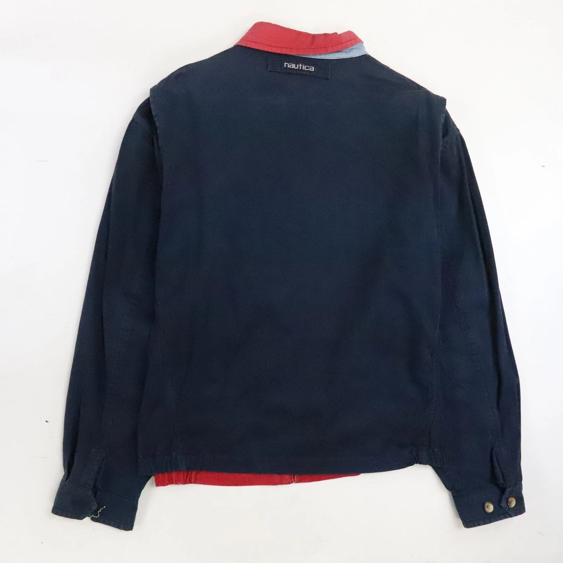 Vintage Nautica Two Tone Harrington Bomber Jacket Size Large Blue Red