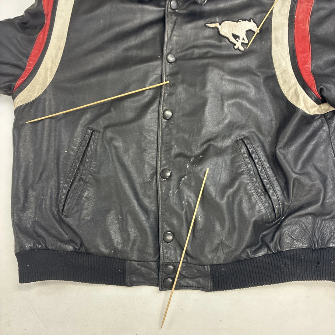 Vintage Calgary Stampeders Puma Leather Varsity Jacket Size XL CFL