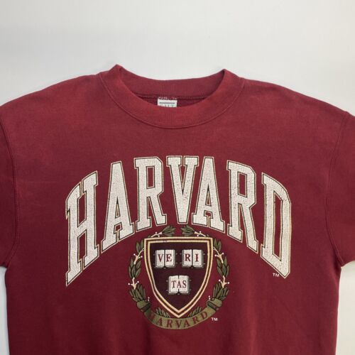 Vintage Harvard Crimson Crest Crewneck Sweatshirt Size Large 90s NCAA