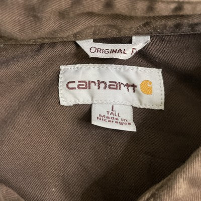 Carhartt Button Up Shirt Size Large Tall Brown