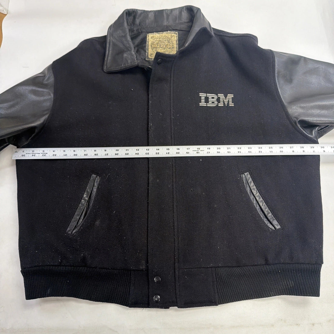 Vintage IBM Leather Wool Varsity Jacket Size 2XL
