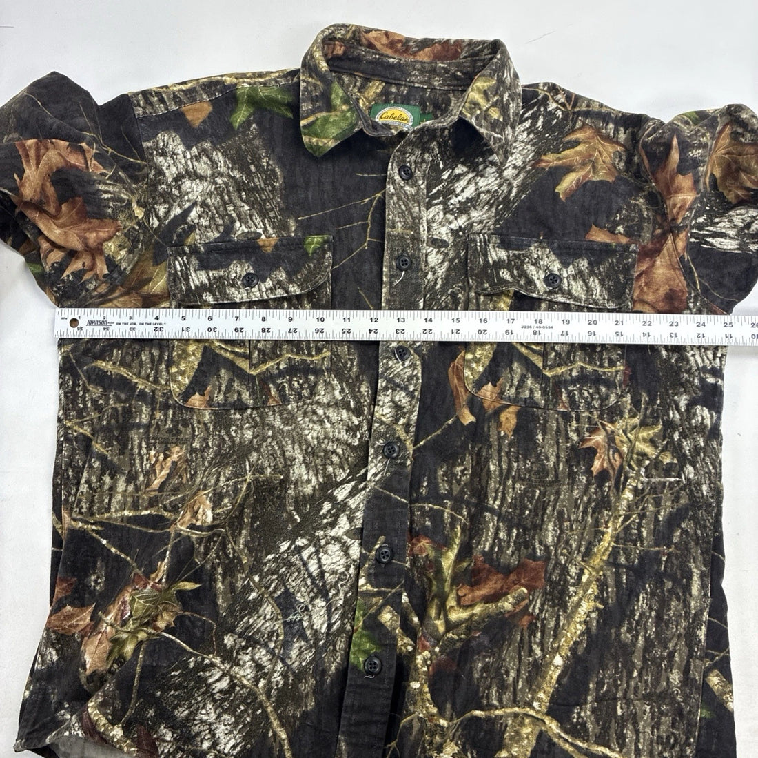 Vintage Cabela's Mossy Oak Break Up Camo Button Up Shirt Size Large