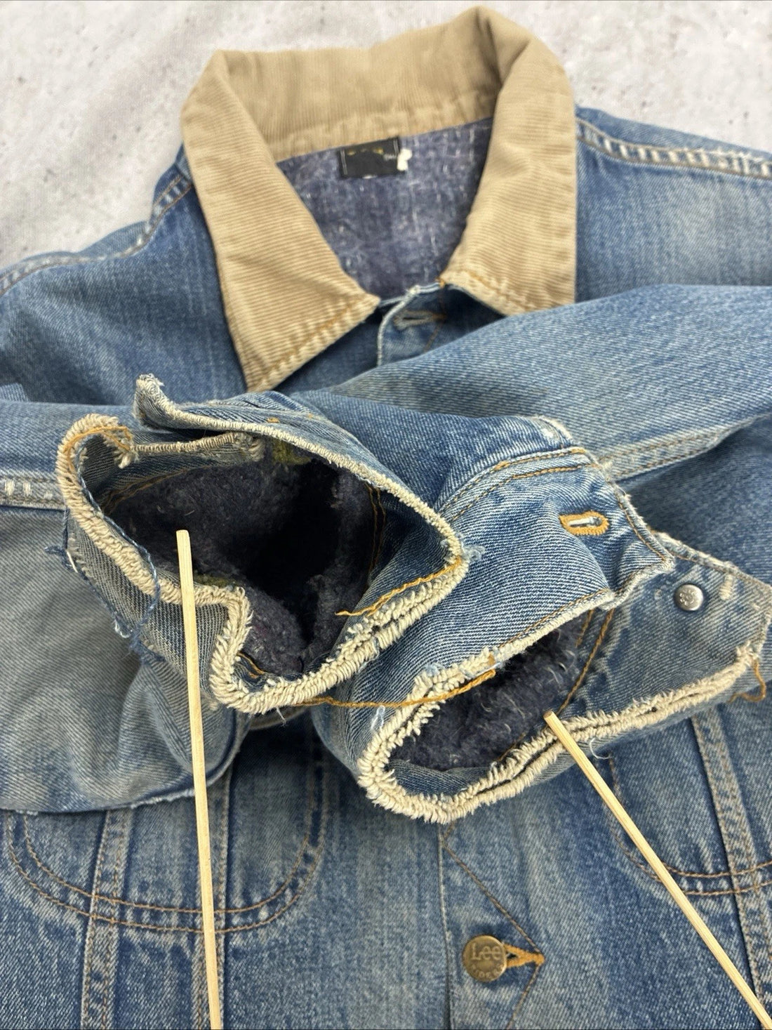 Vintage Lee Blanket Lined Denim Trucker Jacket Size XL