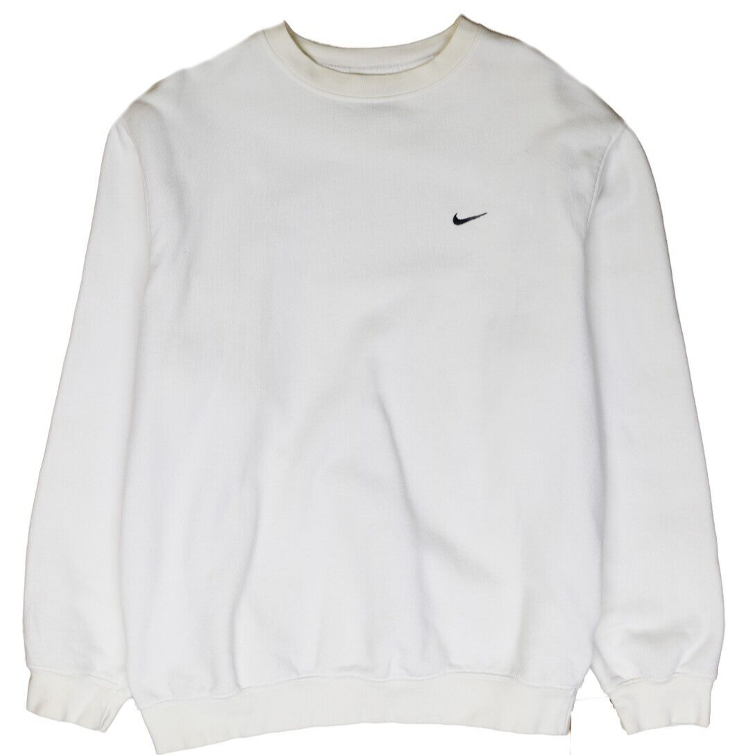 Vintage Nike Sweatshirt Size Large White Embroidered Swoosh