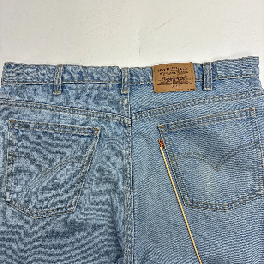 Vintage Levi Strauss & Co 619 Denim Jeans Pants 38 X 32 Light Wash Orange Tab