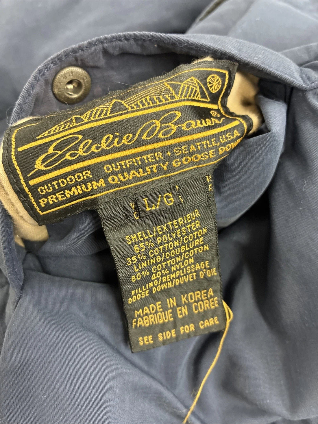 Vintage Eddie Bauer Puffer Bomber Jacket Size Large Reversible
