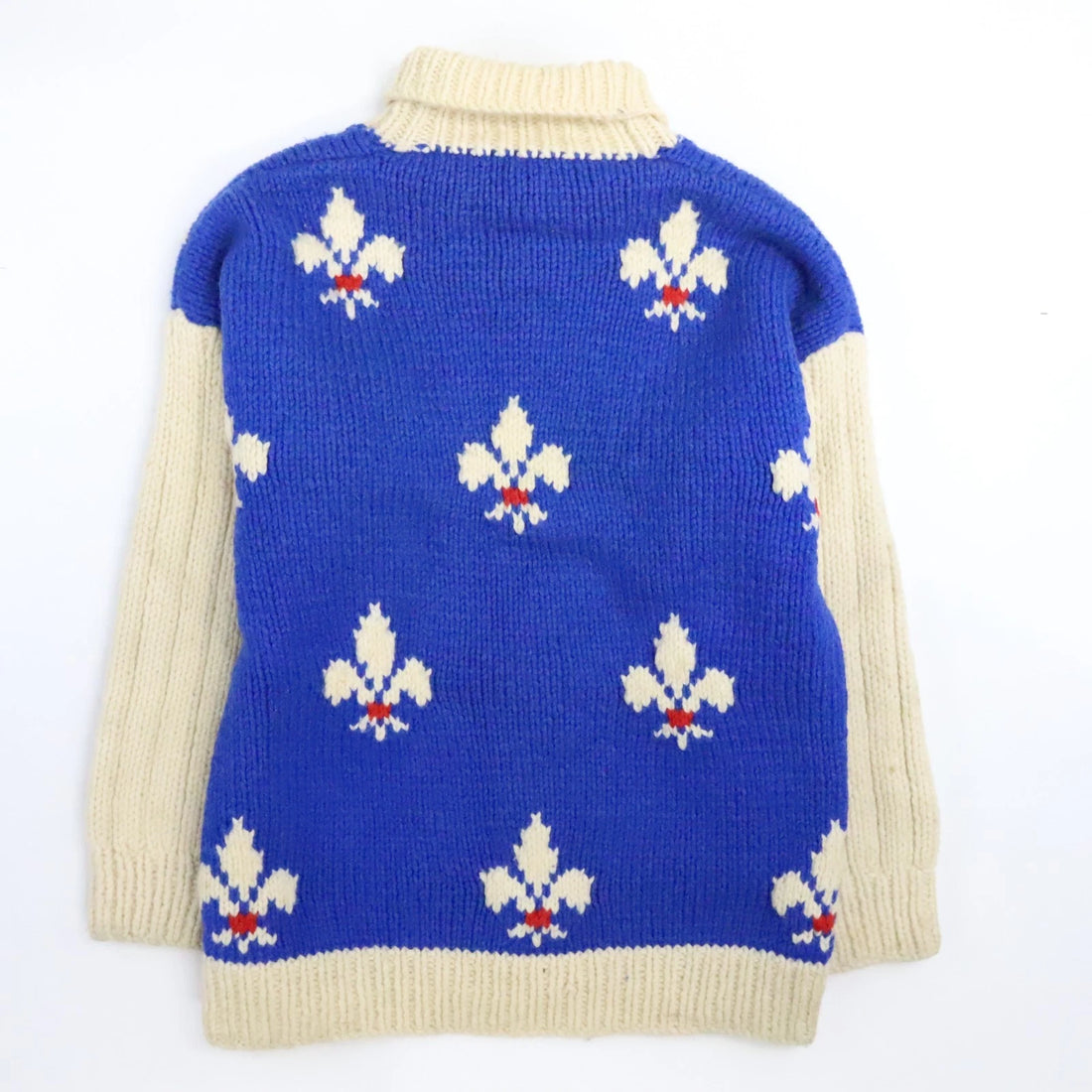 Vintage Quebec Fleur De Lis Wool Knit Sweater Size Large