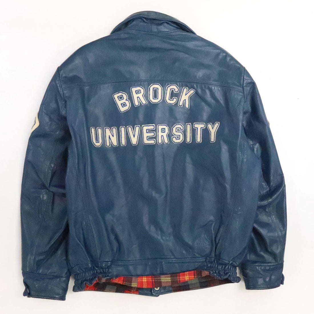 Vintage Brock University Computer Science Leather Varsity Jacket 44 1981 80s