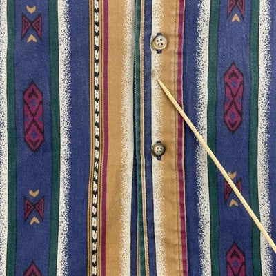 Vintage Review Baxter Western Aztec Button Up Shirt Size Large
