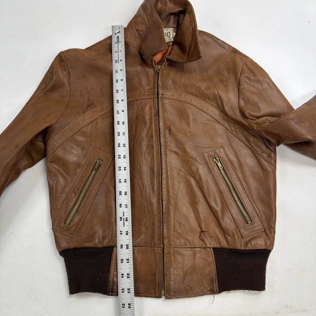 Vintage Hideout Leather Jacket Size 40 Brown Talon Zip 1950s 50s