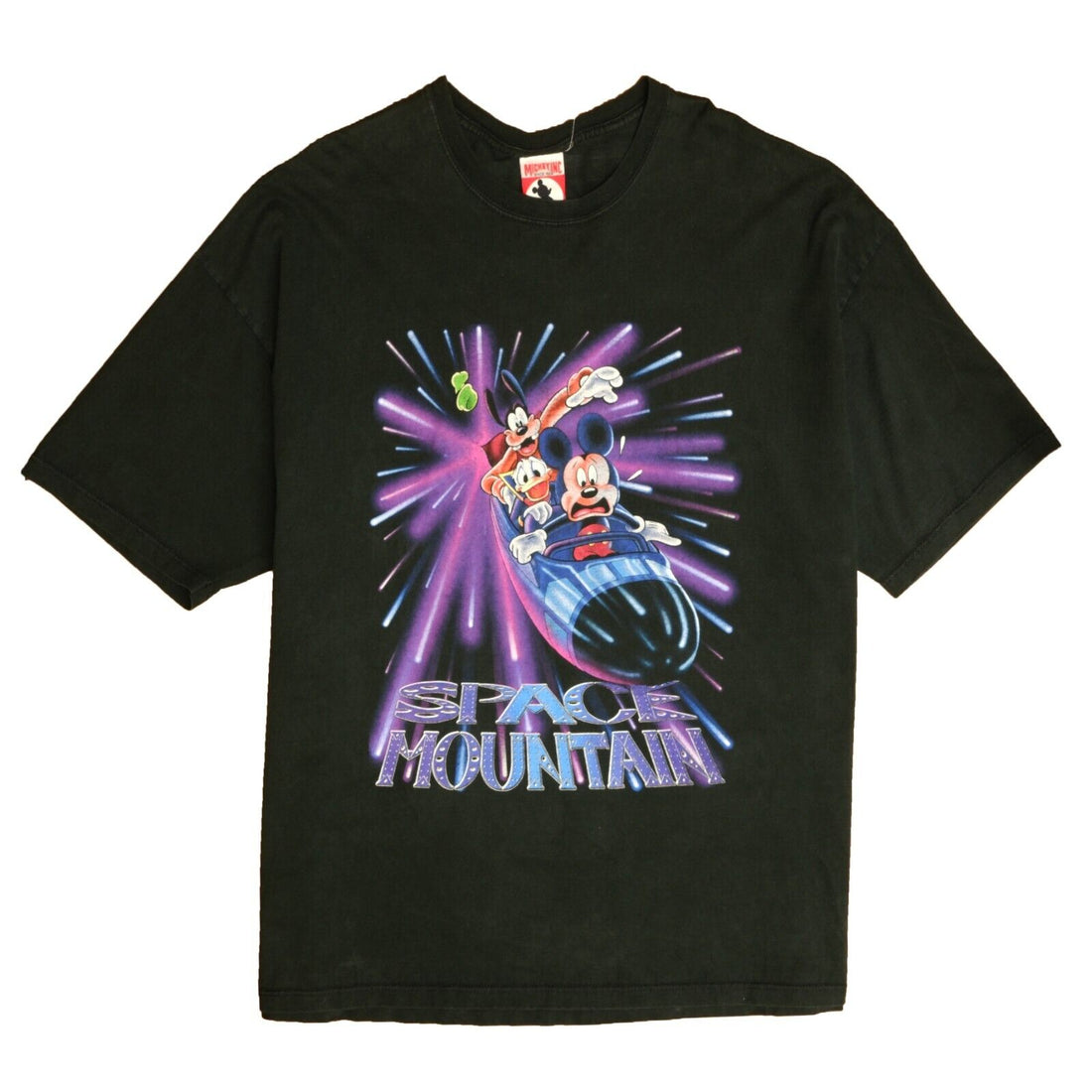 Vintage Disneyland Mickey Mouse Space Mountain T-Shirt Size 2XL Black 90s