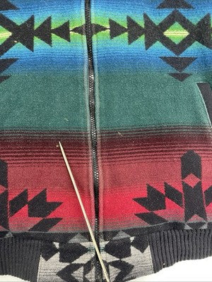 Vintage Pendleton High Grade Western Wear Wool Bomber Jacket Size Large Aztec