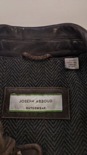 Joseph Abboud Leather Bomber Jacket Size Large Brown