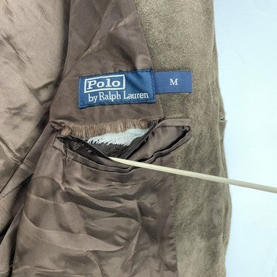 Vintage Polo Ralph Lauren Leather Suede Coat Jacket Size Medium Brown