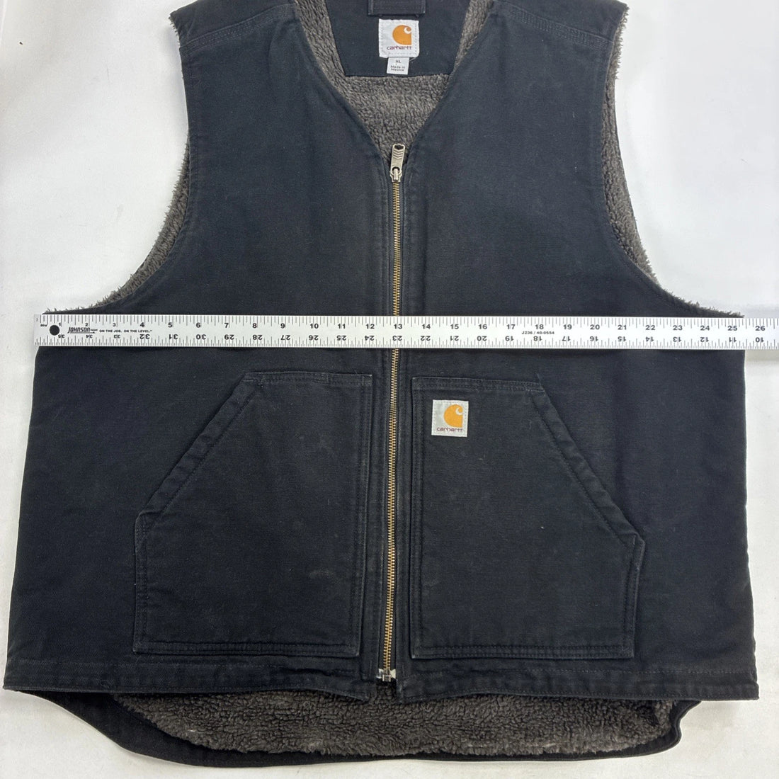 Carhartt Canvas Work Vest Jacket Size XL Sherpa Lined