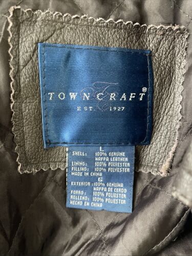 Towncraft Leather Bomber Jacket Size Large Brown