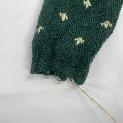 Vintage Snowflake Wool Cowichan Cardigan Sweater Size Medium Fair Isle Green