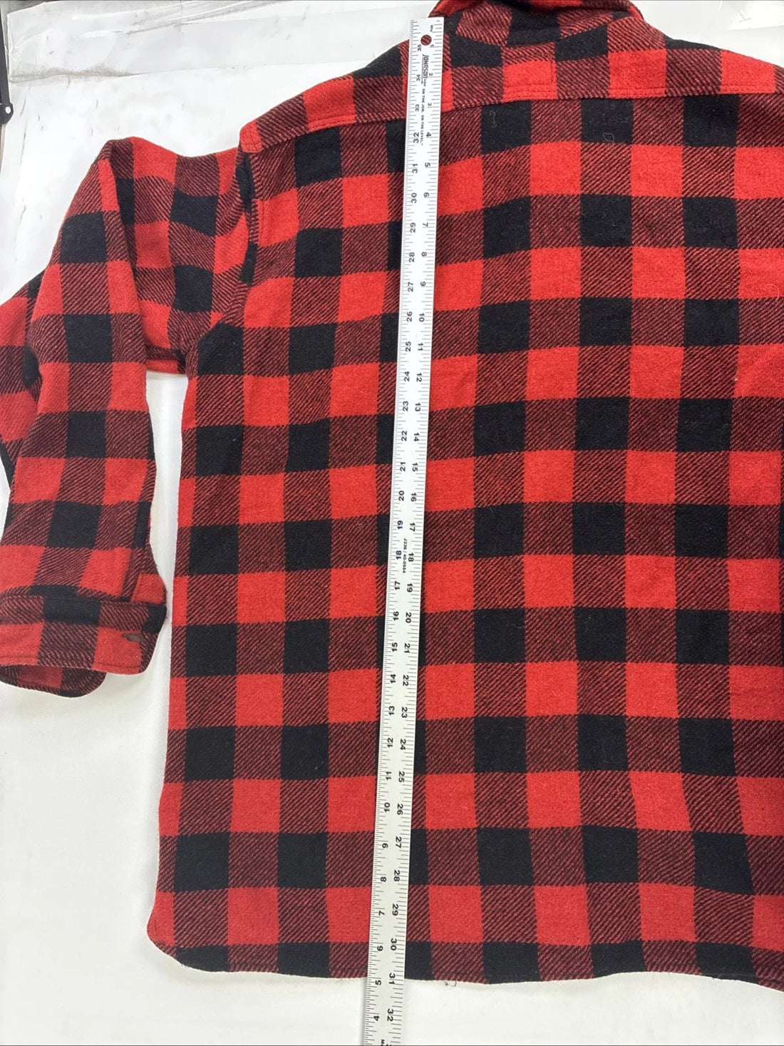 Sears Wool Red Buffalo Plaid Button Up Shirt Size Large