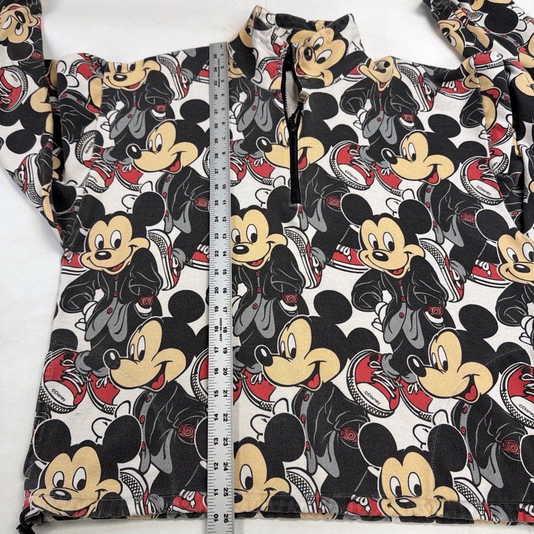 Vintage Mickey Mouse Disney 1/2 Zip Pullover Sweatshirt Medium All Over Print