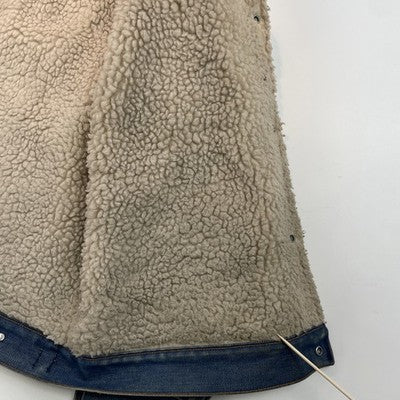 Vintage Wrangler Wrange Denim Coat Jacket Size Large Sherpa Lined
