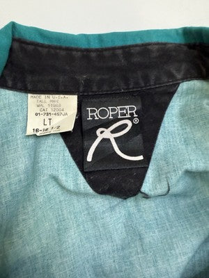 Vintage Roper Aztec Western Button Up Shirt Size Large Tall Teal