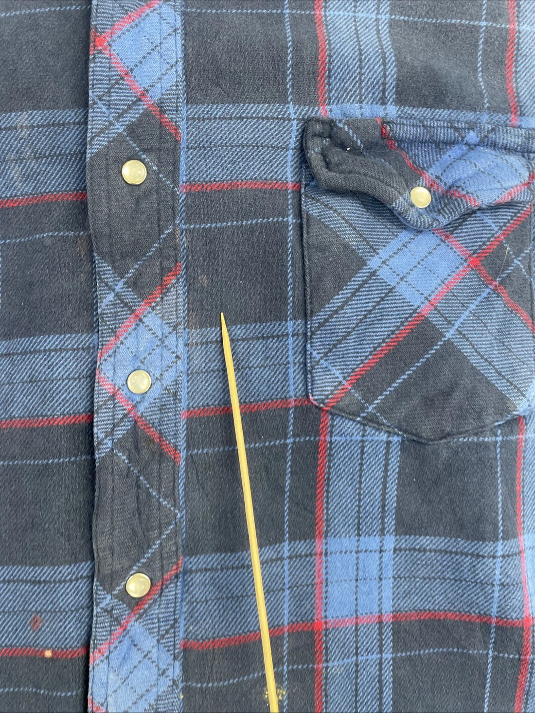 Vintage Wrangler Pearl Snap Shirt Size XL Blue Plaid