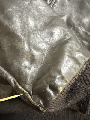 Vintage Schott NYC Leather Bomber Jacket Size 44 Black