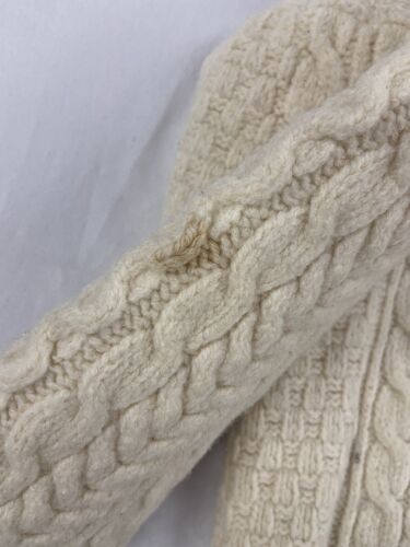 Vintage Aran Woolen Mills Cable Knit Sweater Size Small Beige Pullover Fisherman