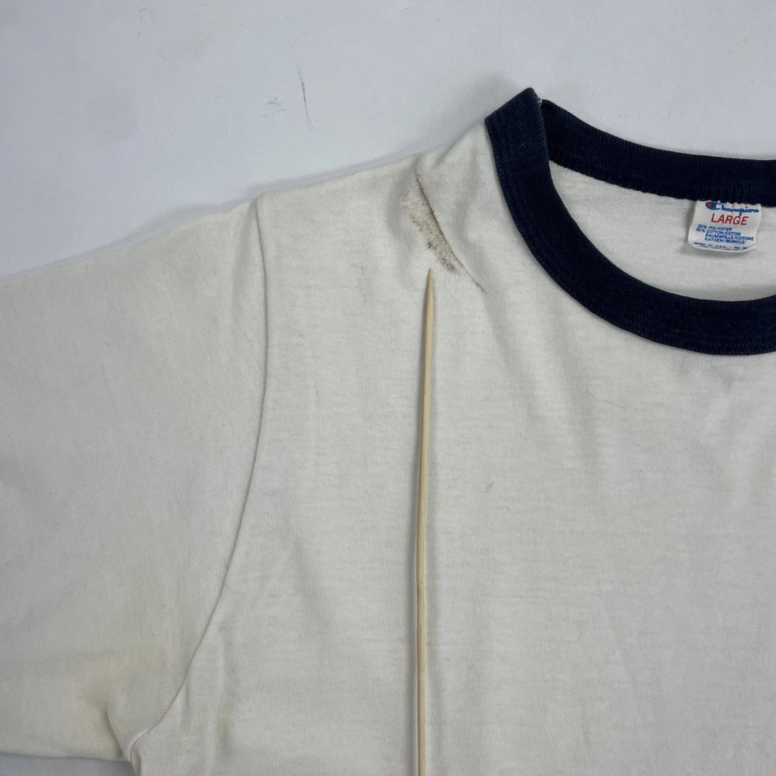 Vintage US Navy Naval Academy Champion Ringer T-Shirt Size Large 80s