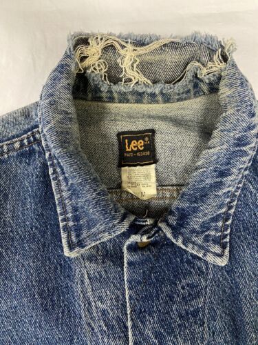 Vintage Lee Denim Trucker Jacket Size Medium Blue PATD