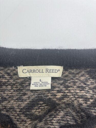 Carroll Reed Wool Knit Cardigan Sweater Womens Size Large Fair Isle