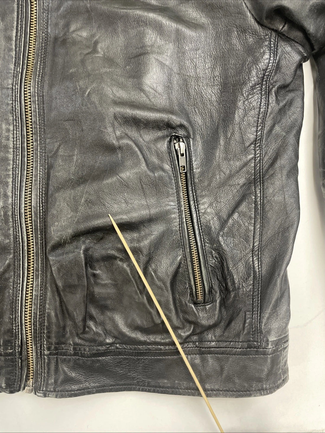 State Leather Bomber Jacket Size Large Black