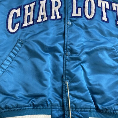 Vintage Charlotte Hornets Starter Satin Bomber Jacket Size Large NBA