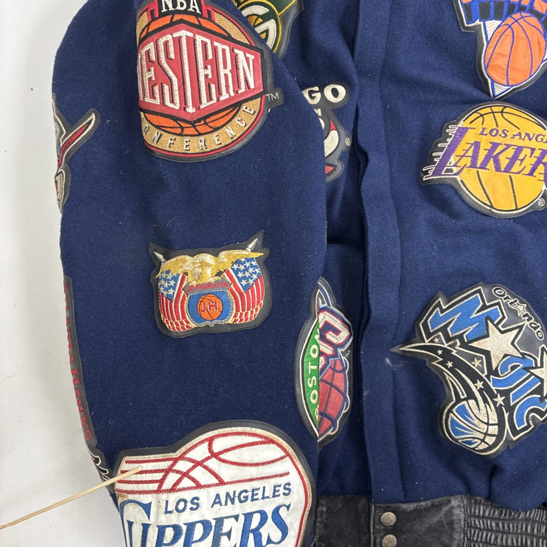 Jeff Hamilton Limited Edition NBA Patch Leather Wool Varsity Jacket Size 6X