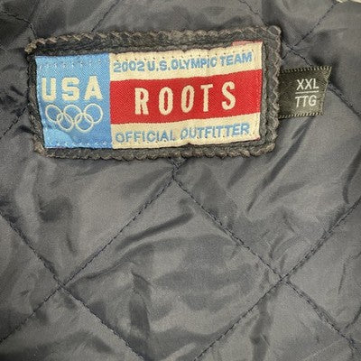 Vintage Team USA 2002 Olympics Roots Leather Wool Varsity Jacket Size 2XL