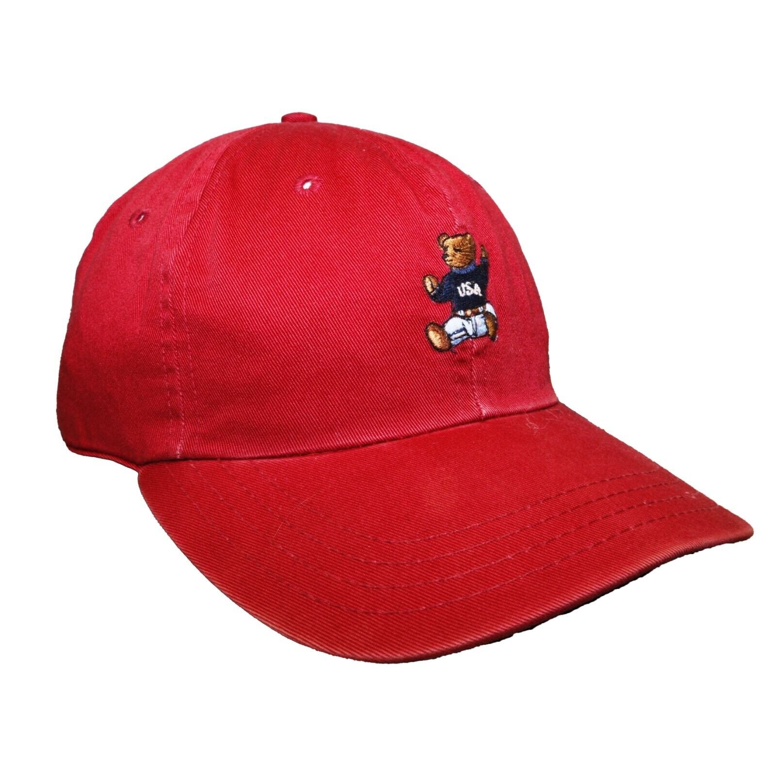 Vintage Polo Sport Ralph Lauren Bear Strapback Hat OSFA Red