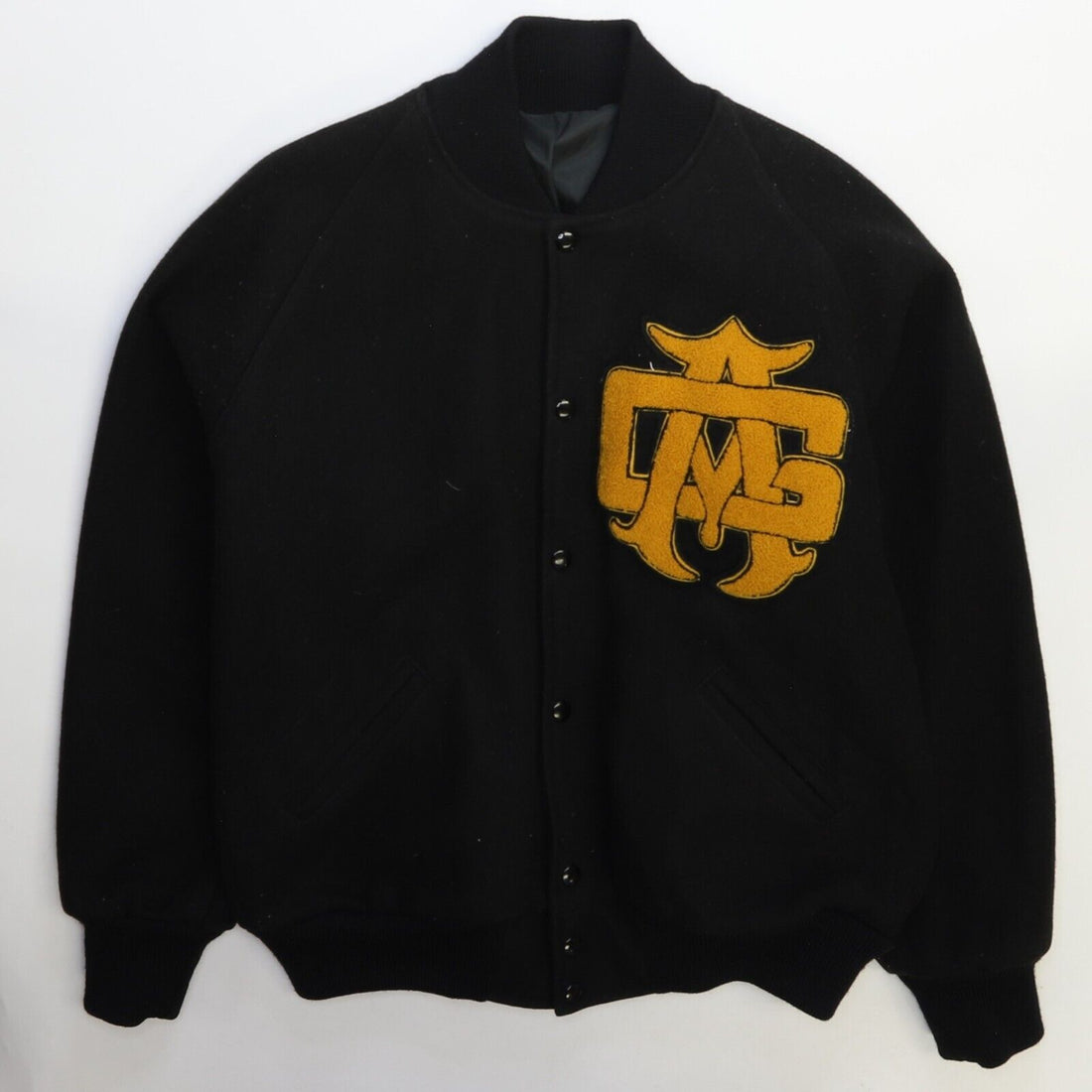 Vintage Letterman Wool Varsity Jacket Size 44 Black