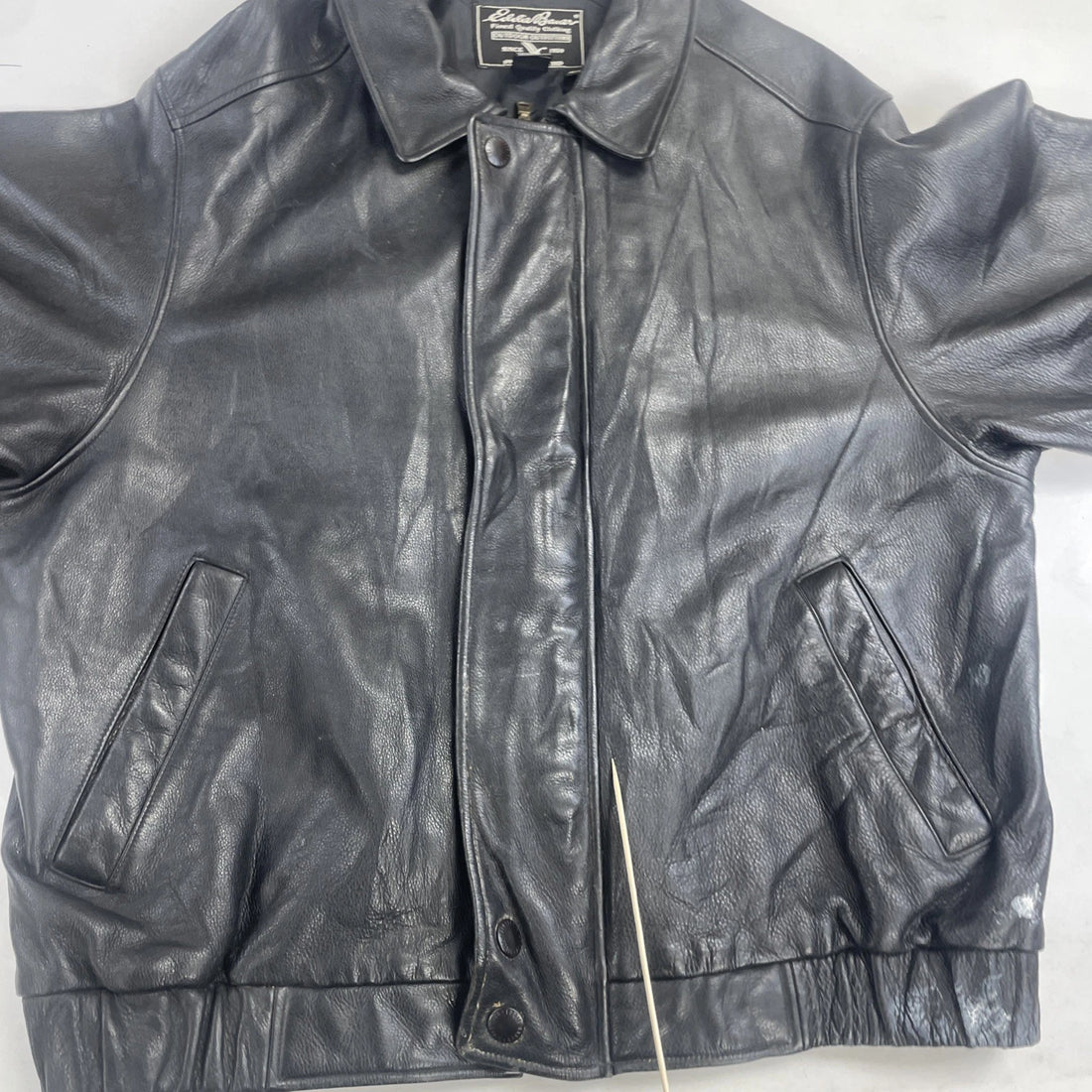 Vintage Eddie Bauer Leather Bomber Jacket Size XL Black